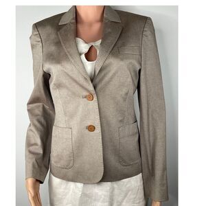 Ted Baker London Embroidered Beige Blazer, ladies SZ 3, Small, pink trim, preppy